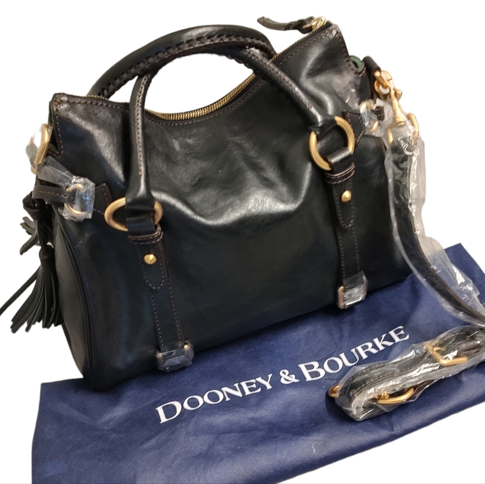 DOONEY & BOURKE Florentine Leather Small Satchel Crossbody Bag NWOT Black - Picture 9 of 16